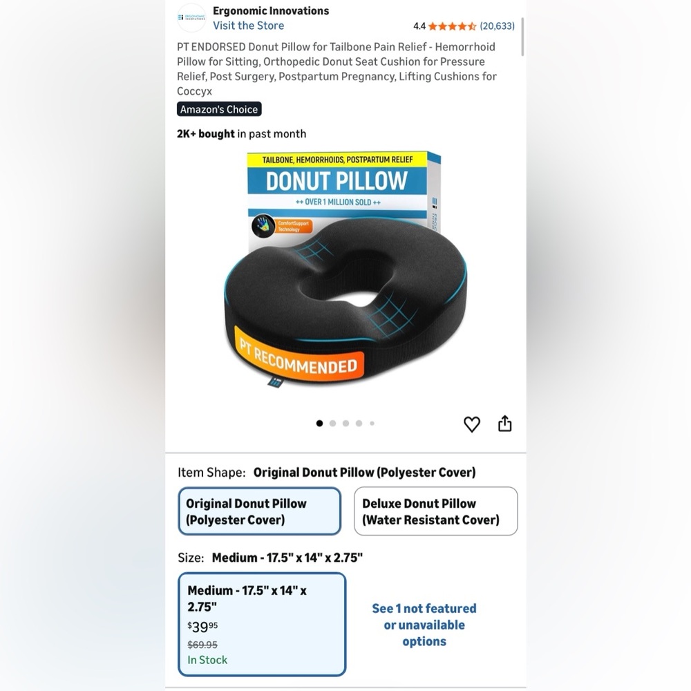 Black Donut Pillow with Blue Accents